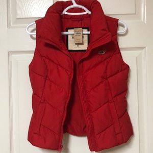 Hollister red down vest